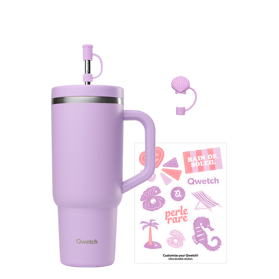 Kit stickers & embout coquillage pour paille - Travel Cup Lavande