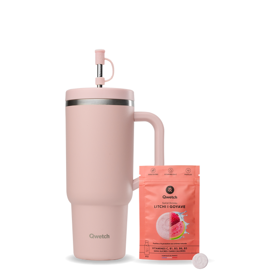 Kit Solid Drinks Litchi Goyave - Travel Cup Pastel Rose